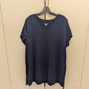 Lands' End Classic Navy V-Neck Tee EUC SZ 1X